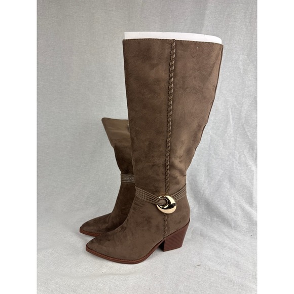 Universal Thread Shoes - Universal Thread Women Brown Suede Pointed Toe Knee High Block Heel Boots Size 6